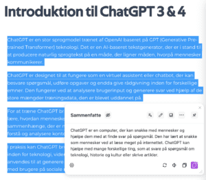 ChatGPT Sidebar sammenfatte funktion