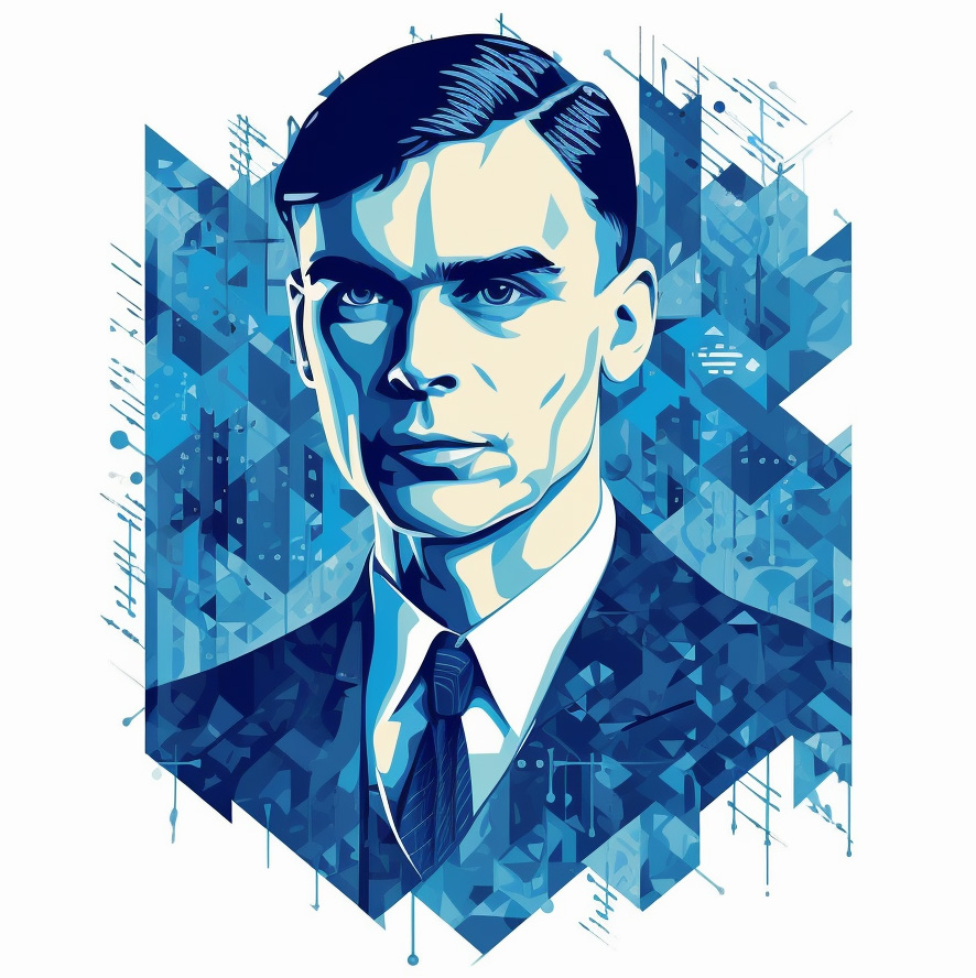 Illustration af Alan Turing